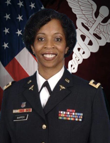 Colonel (Ret) Joy Napper is a native of Rochester, Pennsylvania. She was commissioned as an Army Nurse Corps officer in March of 1989. Following completion of the AMEDD Officer Basic Course she was assigned to Brooke Army Medical Center (BAMC), San Antonio TX, as a Clinical Staff Nurse on various units to include Telemetry, Medical/Surgical, and the Coronary Care ICU. Colonel (Ret.)